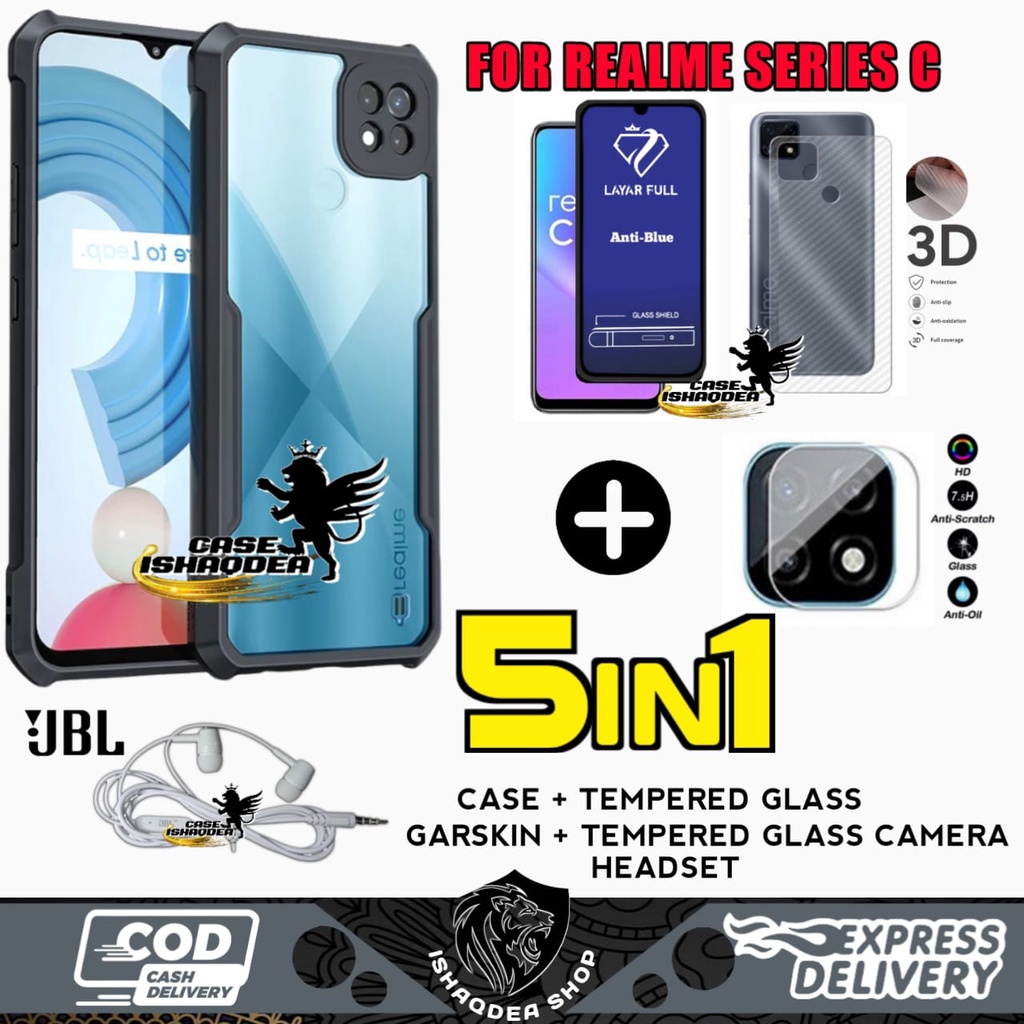 Promo 5in1 HardCase Shockproof Realme C20 C21 C11 2021 C21Y C25Y C25 C25S C11 C12 C15 C17 C3 Tempere