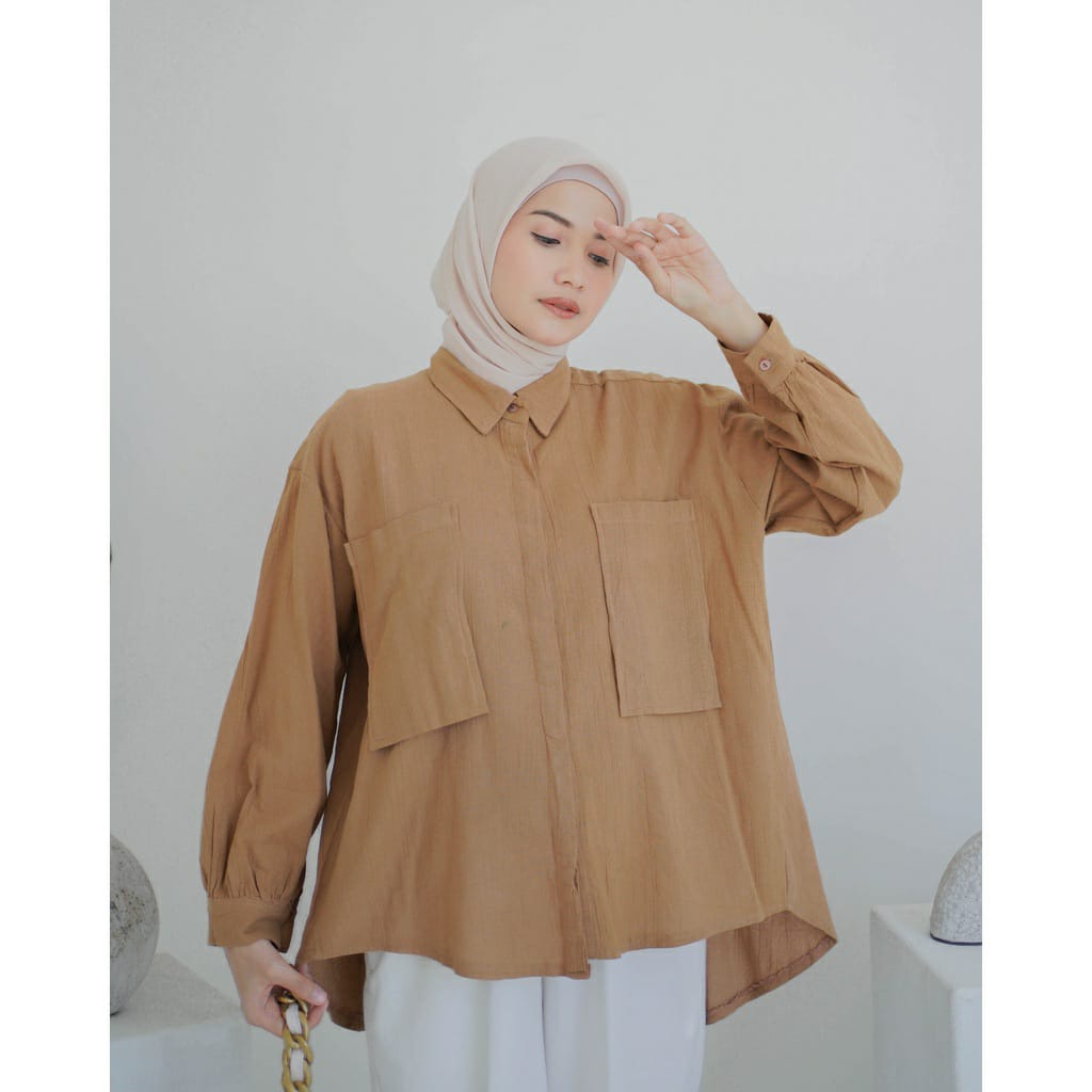 Kemeja Linen Oversized - Kemeja Linen Cringkle - Kalina Cringkle Shirt