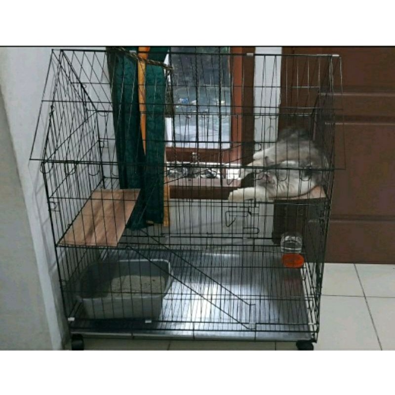 Kandang Kucing Tingkat 2 Jumbo Atap Rumah