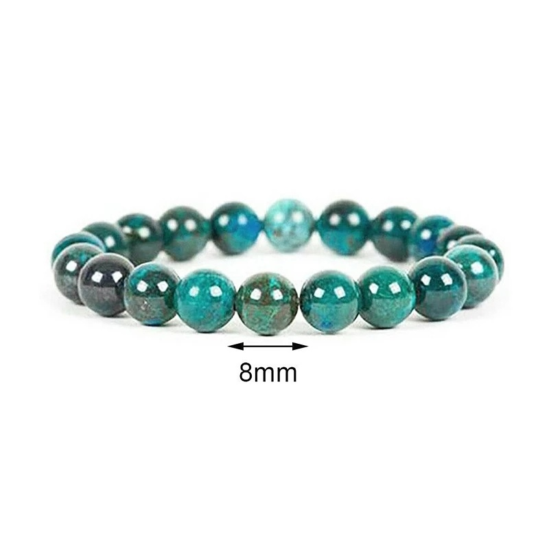 Gelang Manik-Manik Chrysocolla Malachite Bentuk Bulat Untuk Pria Dan Wanita