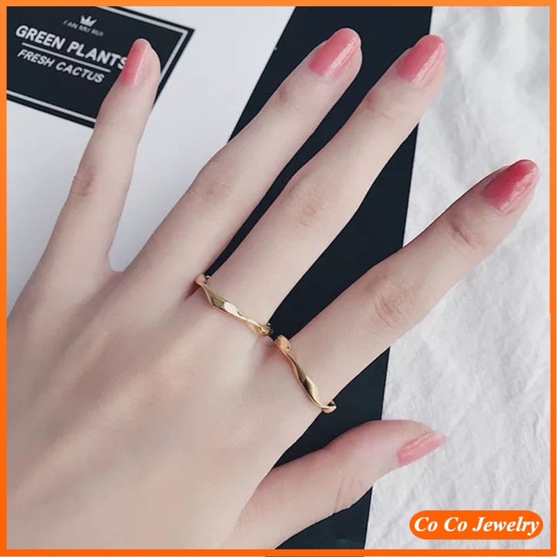 Cincin Jari Telunjuk Model Terbuka Dapat Disesuaikan Gaya Korea Untuk Wanita