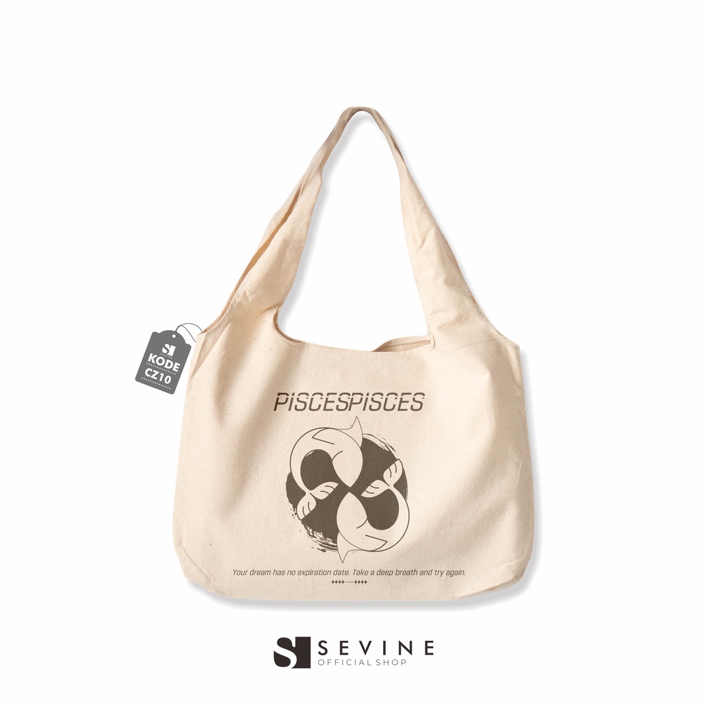 Sevine Tote Bag Kanvas Bonnie Tas Wanita Kuliah Fashion Laptop Totebag  Aesthetic Zodiac Series - CZ