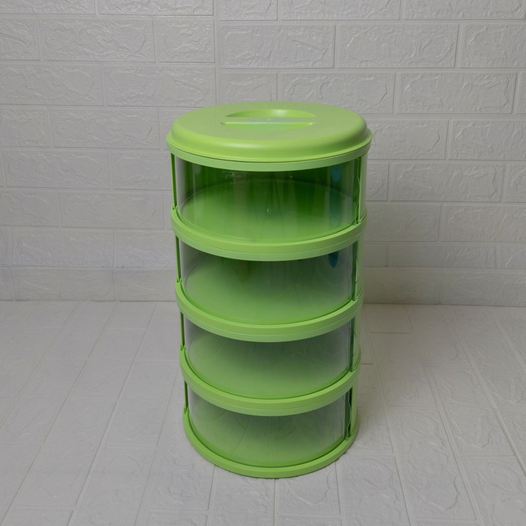 Food Storage 4 Susun Food Cover Layer Penutup Makanan Tudung Saji Susun 4 Tingkat Tri J-Hijau Pastel