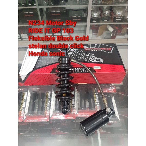 Shock monoshock tabung RIDE IT GP 103 Fleksible black gold stelan double click Honda Sonic