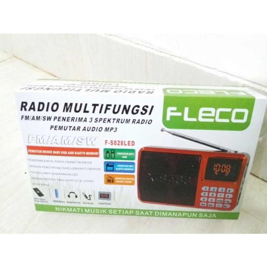RADIO MULTIFUNGSI FM AM SW MP3 PLAYER RADIO FLECO F-S828 LED