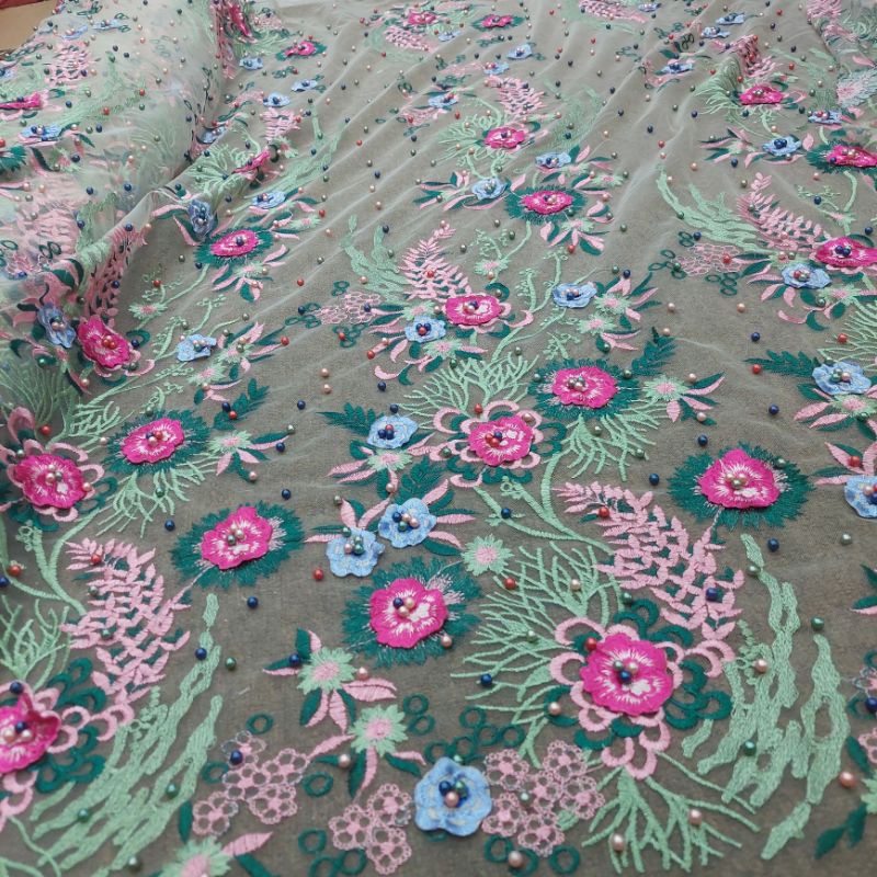 kain tile bordir twotone korea