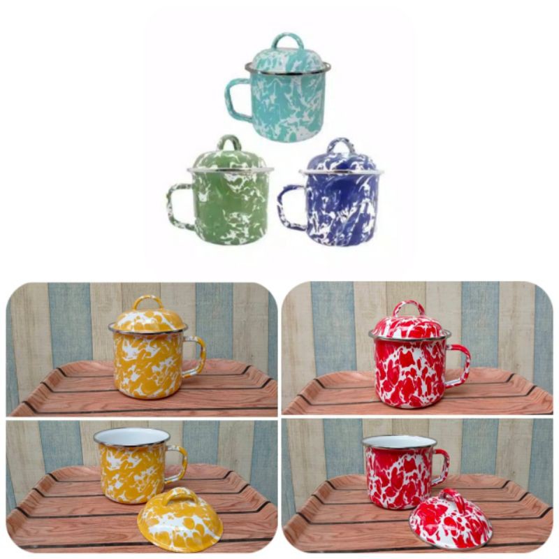 Mug Enamel 12 cm + Tutup