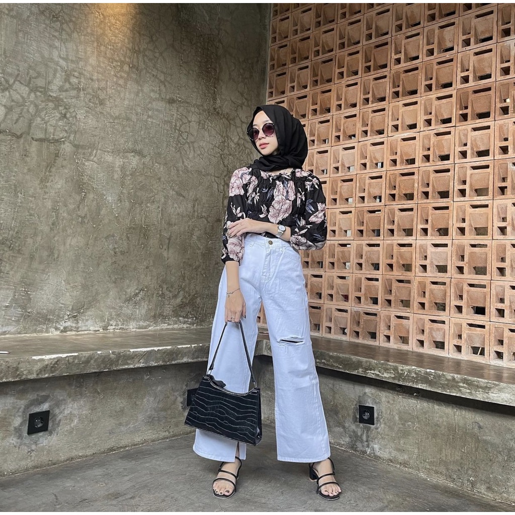 Lycca Cullote Jeans White / Kulot Jeans Sobek Putih Wanita