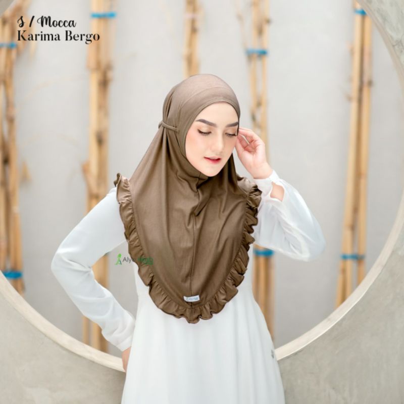 Alya hijab by naja Karima bergo instan premium kekinian terlaris-Mocca