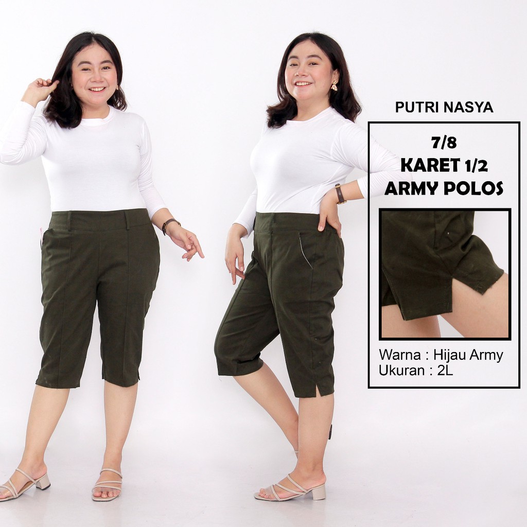 Celana 7/8 jumbo karet 1/2 polos/ baggy pant jumbo/ celana pendek big size 8L-6L-5L-4L-2L-XL