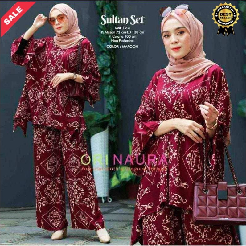 One Set Jumbo Waka Waka SULTAN Setelan Wanita Rayon Premium  Set Celana Panjang Tie Dye Kekinian