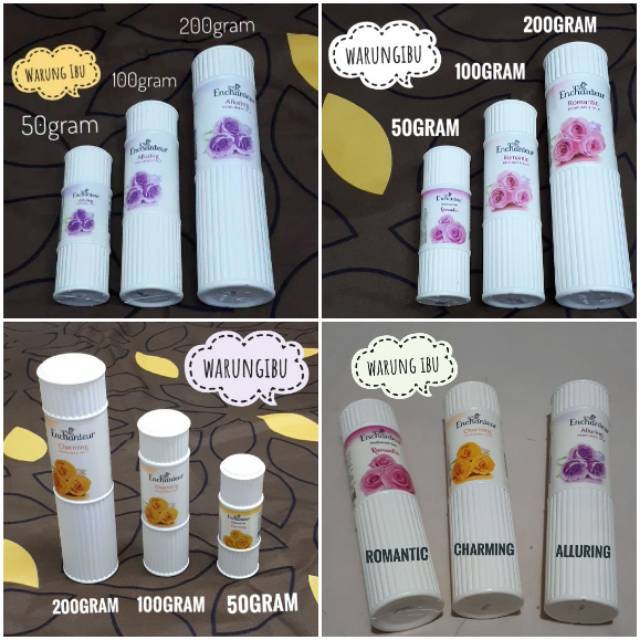 Enchanteur Parfum Body Powder Bedak Wangi Varian Alluring, Romantic, Charming