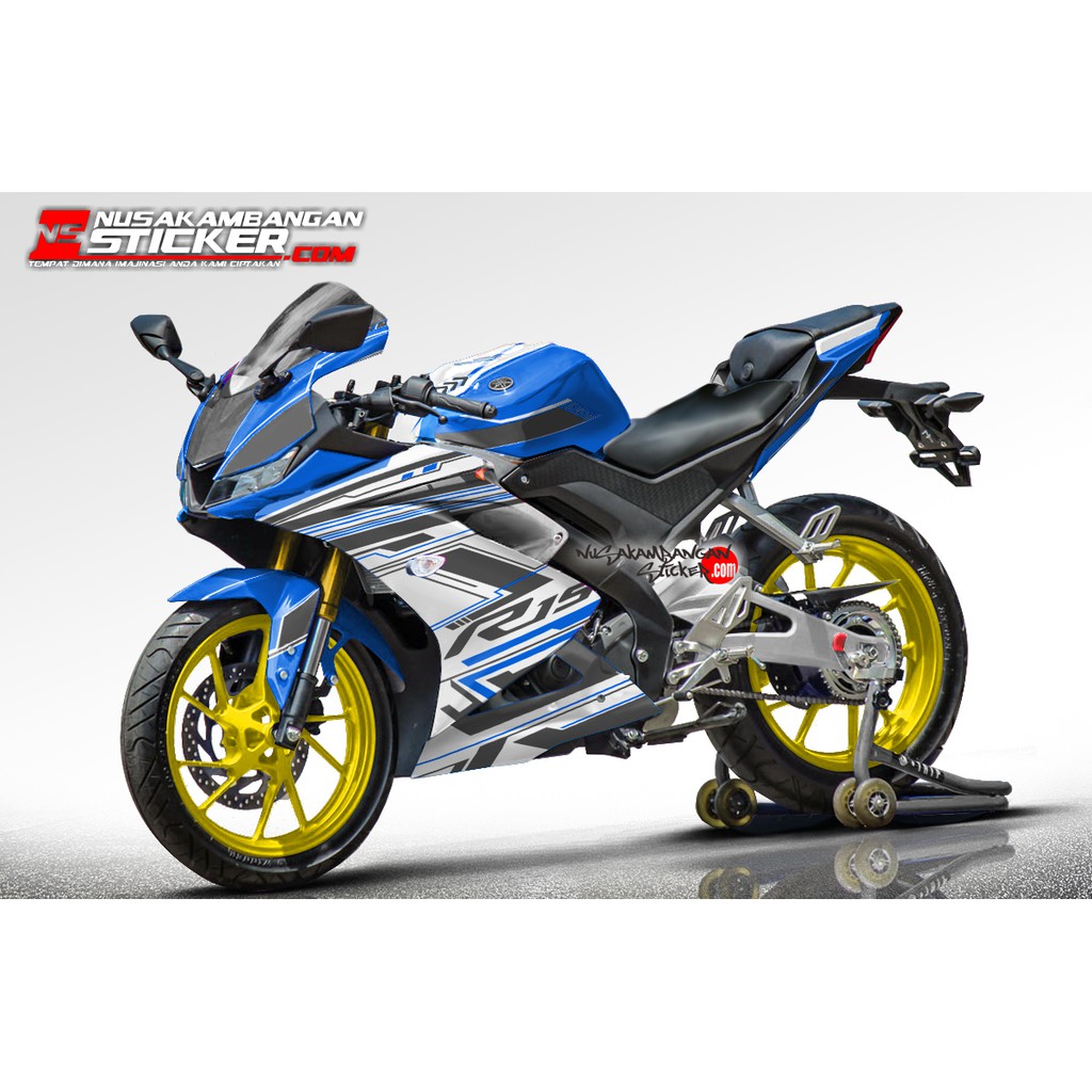 Decal Stiker R15 V3 VVA 155 - Biru 2 Grafis Putih Hitam