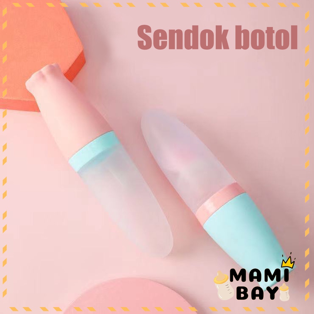 Mamibayi Sendok makan botol bayi dengan spoon alat makan bayi silicone