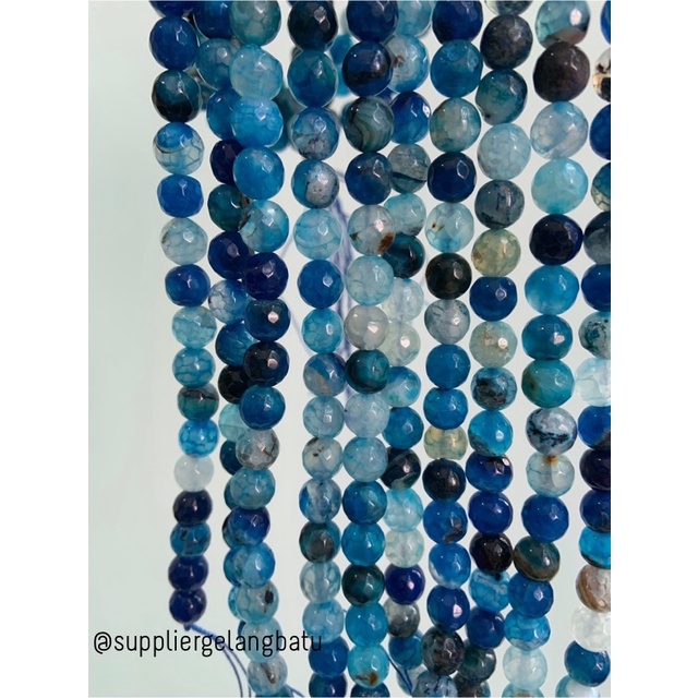 batu aquamarine serat BIRU TUA FACETED BEADS 8mm cutting gelang kalung