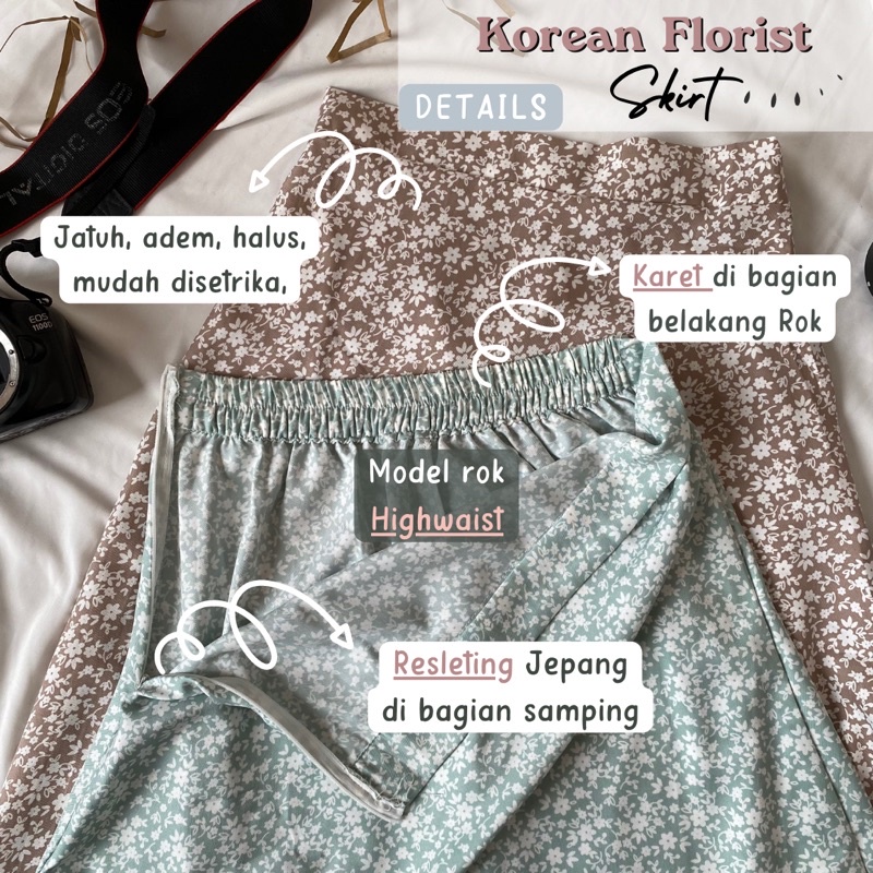 Florist dan Pattern Korean Skirt | Rok Korea Kekinian Bunga-Bunga | Rok stylish OOTD | Korean style