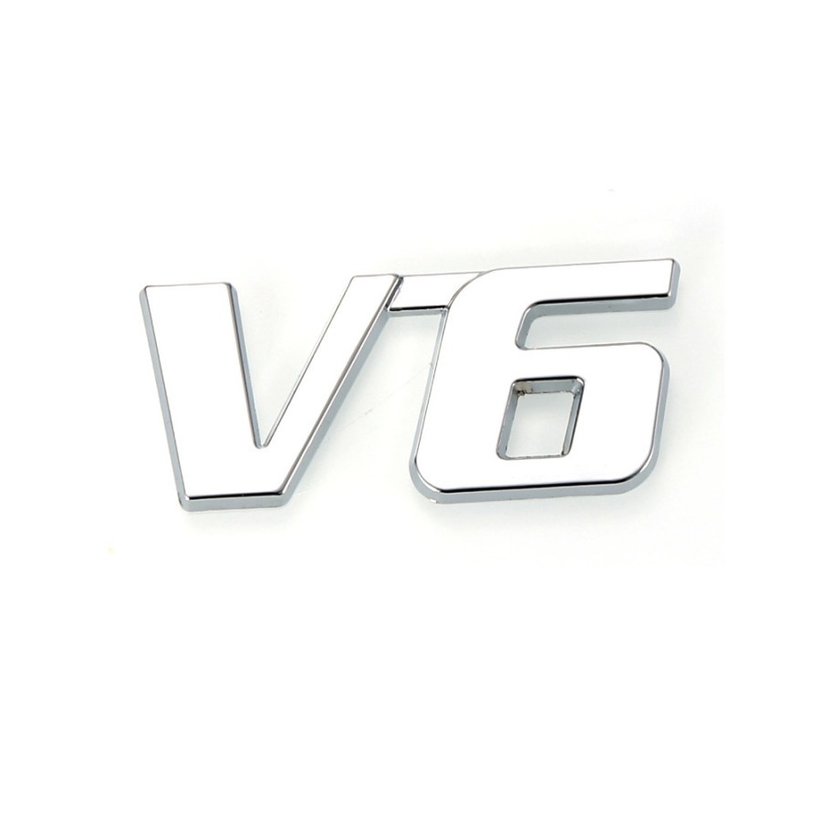 emblem V6 mobil metal chrome decal