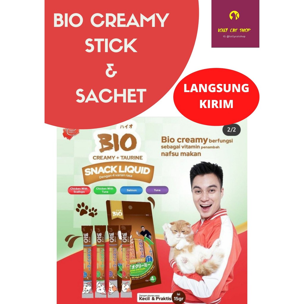 Snack Kucing BAIM WONG Bio creamy Sachetan & Satuan / MAKANAN KUCING BAIM WONG