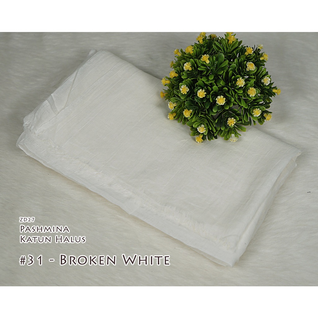 Pashmina Polos Katun Halus - CINDY by Luulu Scarf-#31 - Broken White