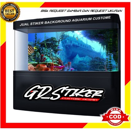 STICKER AQUARIUM / BACKGROUND AQUARIUM / WALLPAPER AQUARIUM BATU AKAR ALAM