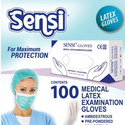 SARUNG TANGAN SENSI LATEX POWDER FREE ISI 100 PER BOX MEDICAL ONLINE MEDICALONLINE