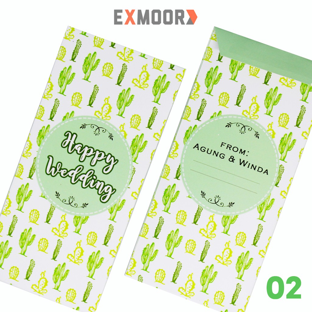 Amplop Kondangan Angpao Wedding Custom Nama Tropical Theme 10 pcs