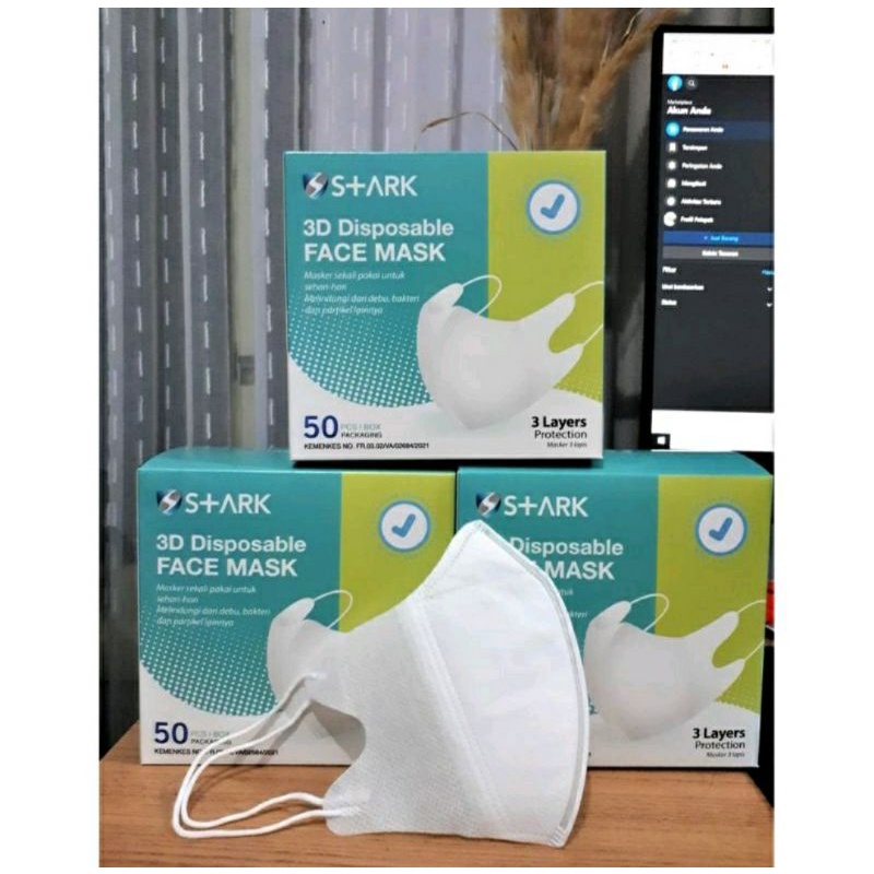 MASKER DUCKBILL STARK PUTIH ISI 50 MASKER MEDIS 3PLY