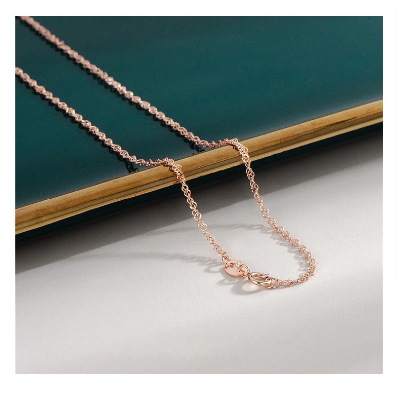 18K Rose-gold 7 gaya rantai 100% Nyata 925 rantai perak murni Desain Berbeda Disepuh Rose-Gold Kalung 40-45 cm 18K Emas Link Wanita di Korea Grosir sederhana