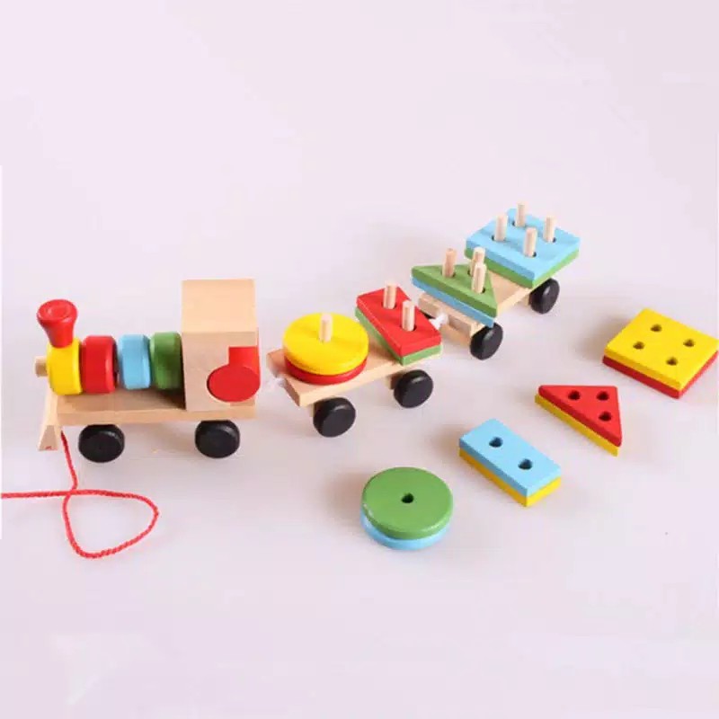 Wodden Shape Matching Train Mainan Balita Wooden Toys Mainan Kayu Mainan Anak 2 Tahun Puzzle Kayu