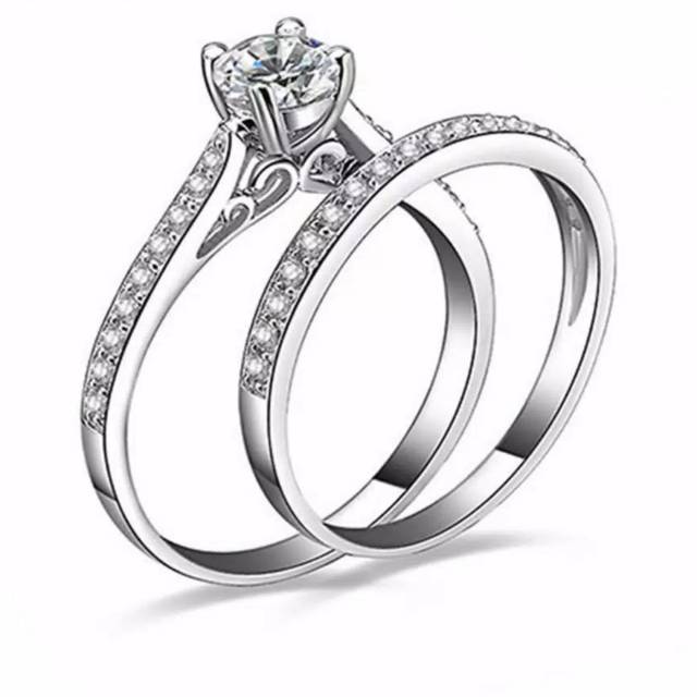 Cincin COUPLE Sterling Silver Permata Zirconia Lapis Emas Cincin COUPLE Sterling Silver Permata Zirconia Lapis Emas