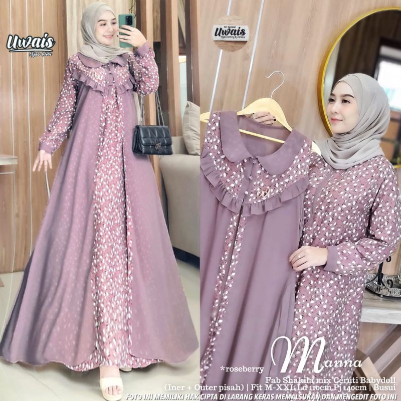 Ready Gamis Pesta Manna Baju Wanita set setelan baju wanita by Gamis Terbaru UWAIS