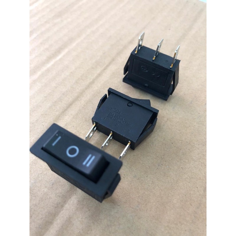 Saklar Rocker switch Tanggung HITAM 3 pin / 3 kaki ON OFF ON ROCKER SWITCH