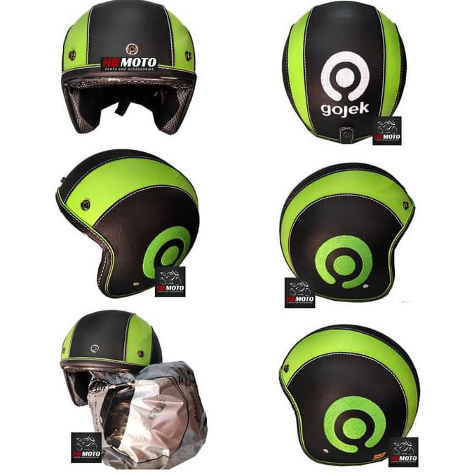 JAMINAN MURAH HELM RETRO WANITA PRIA HALF FACE SNI☻ HELM RETRO BG GOJEK RETROBG1GK / HELM SNI /