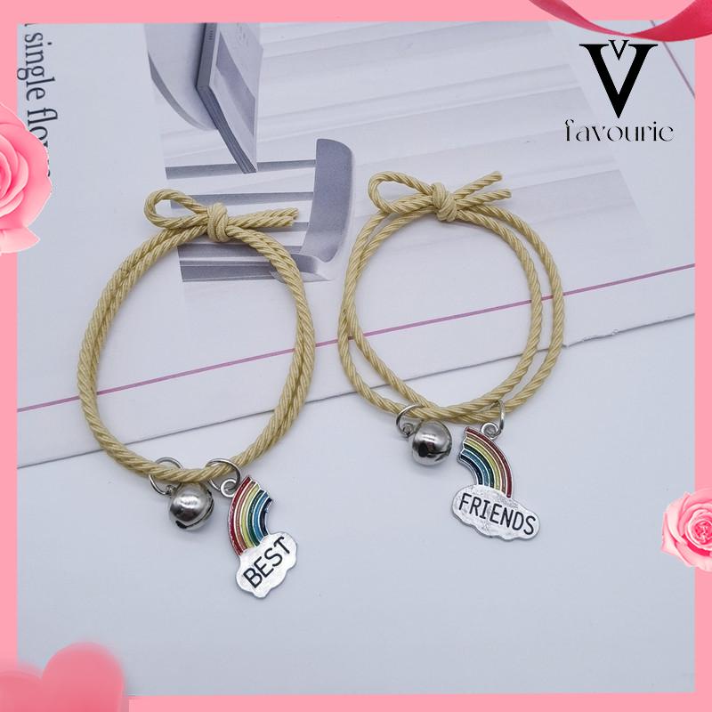 [COD]1 pair of bell bracelets simple rainbow cloud stitching friendship head rope bracelet-FA