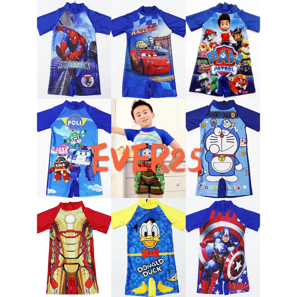  Baju  renang anak laki laki karton  spiderman paw patrol 