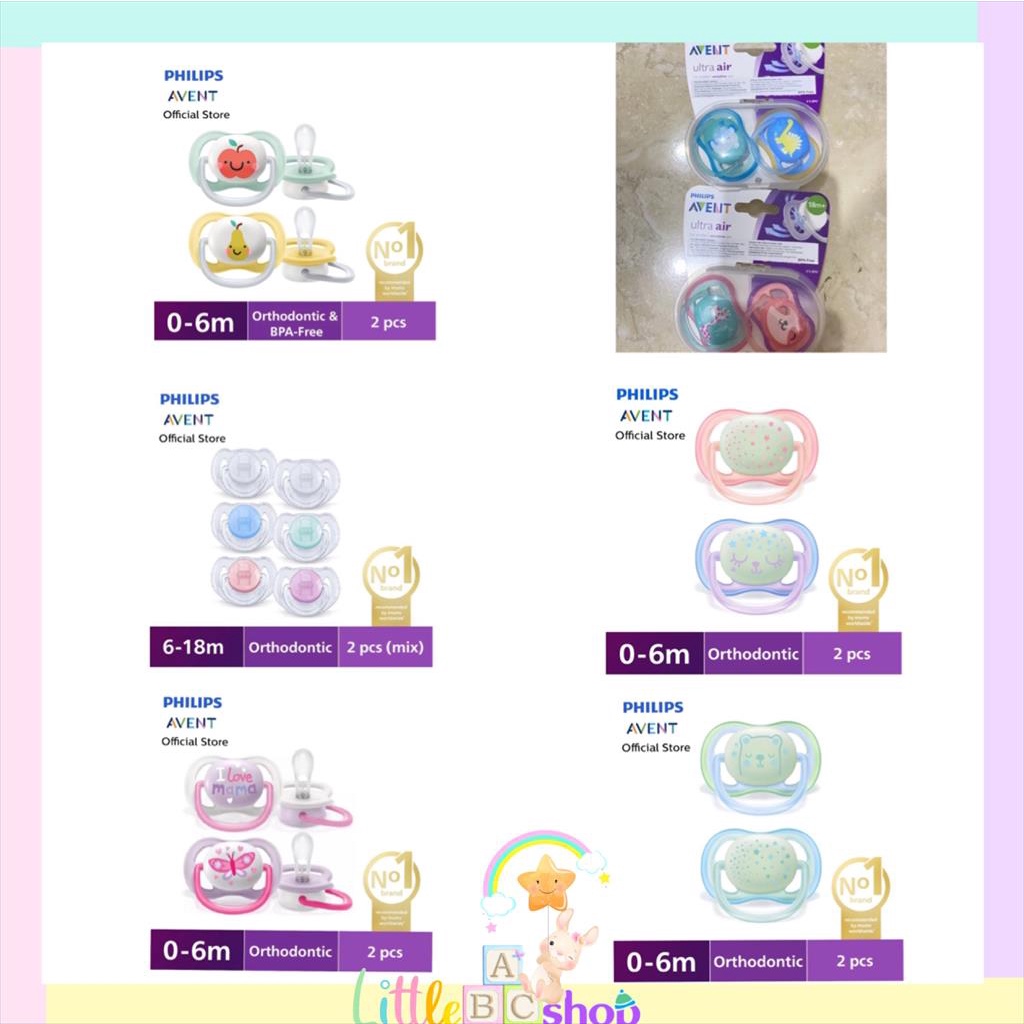 Philips AVENT Ultra Air Night Pacifier 0-6m 6-18m 1pack isi2pc/ Empeng avent shooter