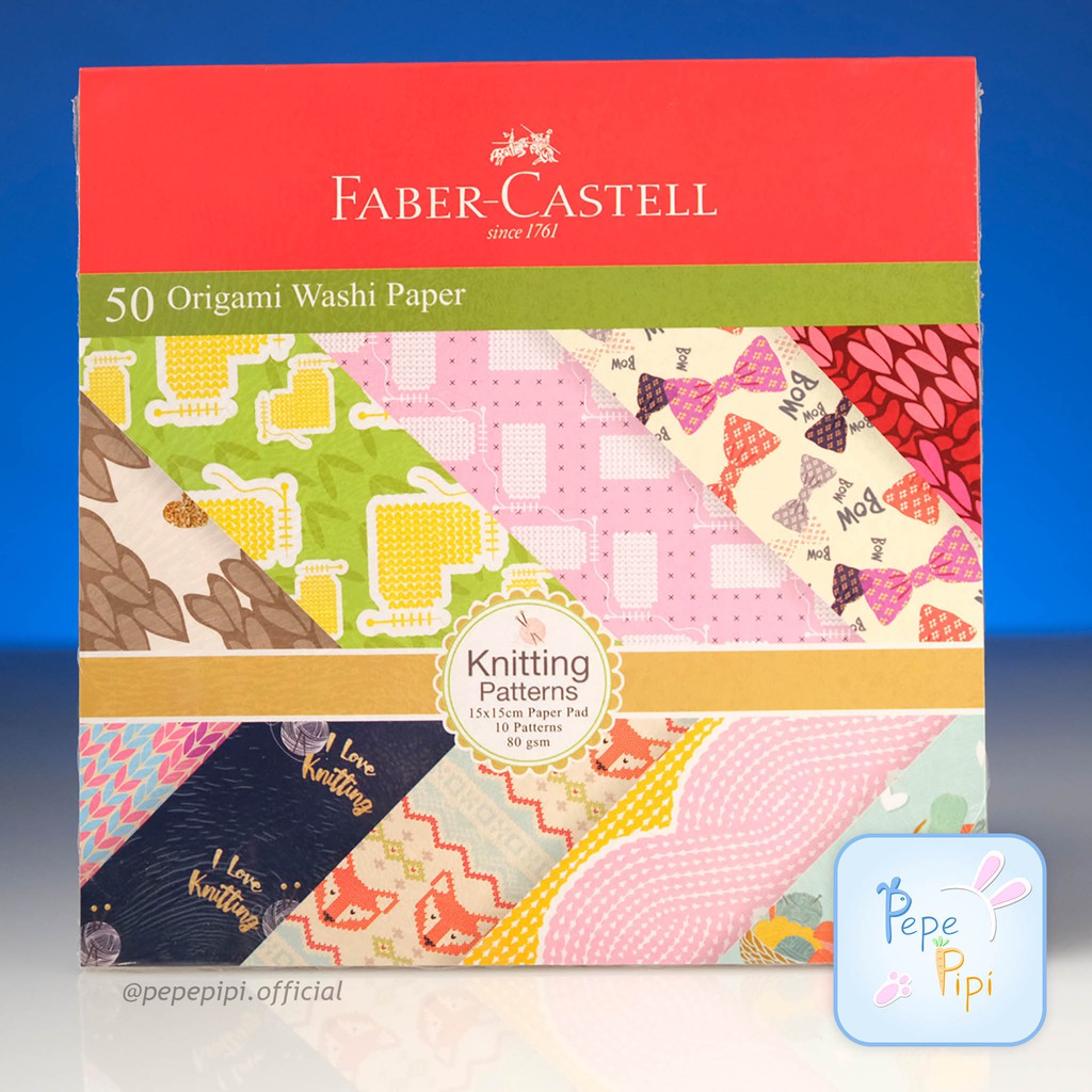 Washi paper Faber Castell Kertas Warna Lipat Origami 16 x 16 dan 15 x 15 Motif Fruit Season Knitting