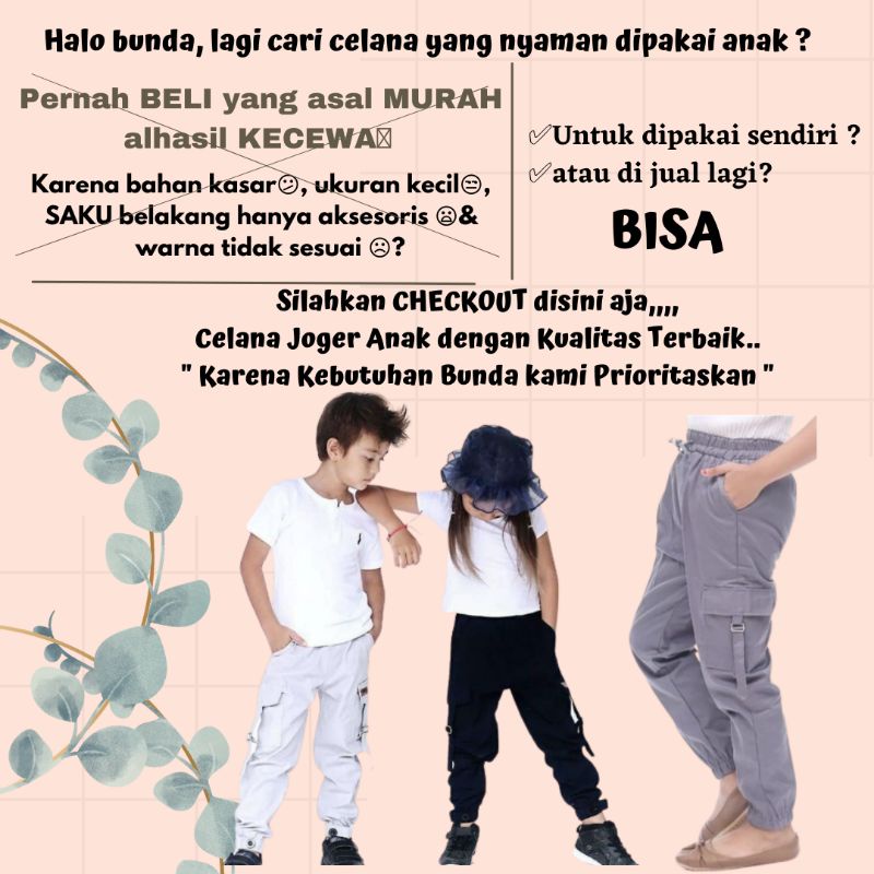 celana panjang joger anak perempuan premium usia 1 2 3 4 5 6 7 8 9 10 11 12 13 tahun