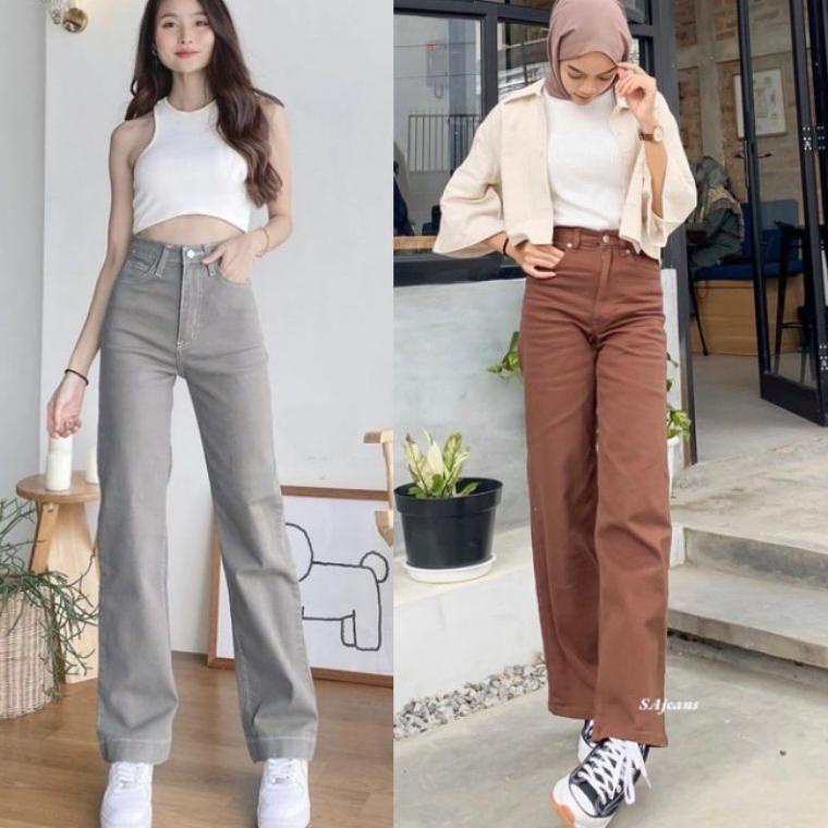 GRG.26Au22d ◦ CELANA KULOT HIGHWAIST WAINTA// KULOT JEANS GREY PUTIH HITAM LATTE