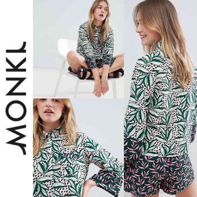 Monki Leaf Printing Oversized Shirt