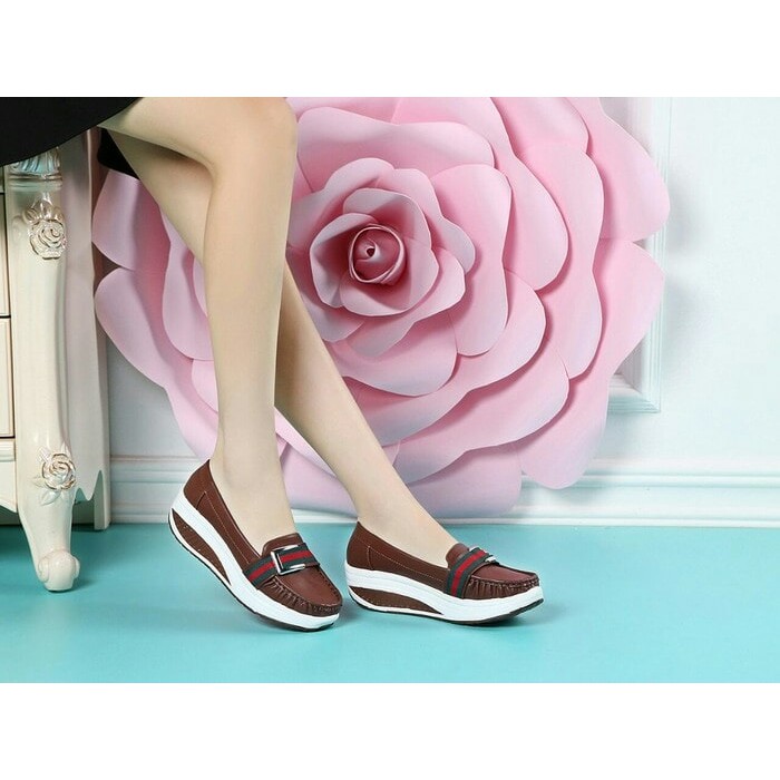 SEPATU WEDGES WANITA WEDGES GUCCI REPLIKA SASAENTI COKLAT