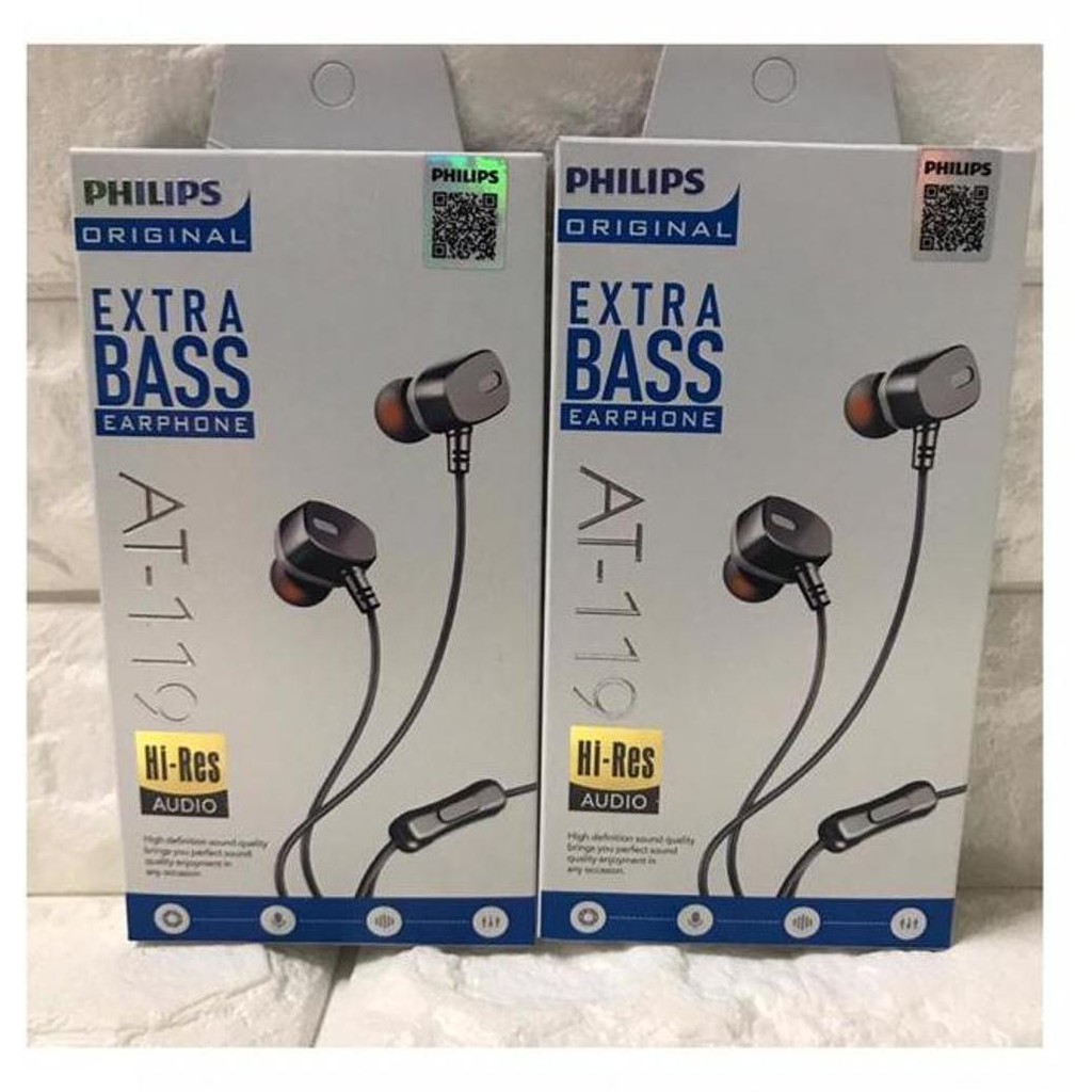 New Reales Philips At-119 - Headset Philips At-119 Universall Dengan Mic Terpercaya