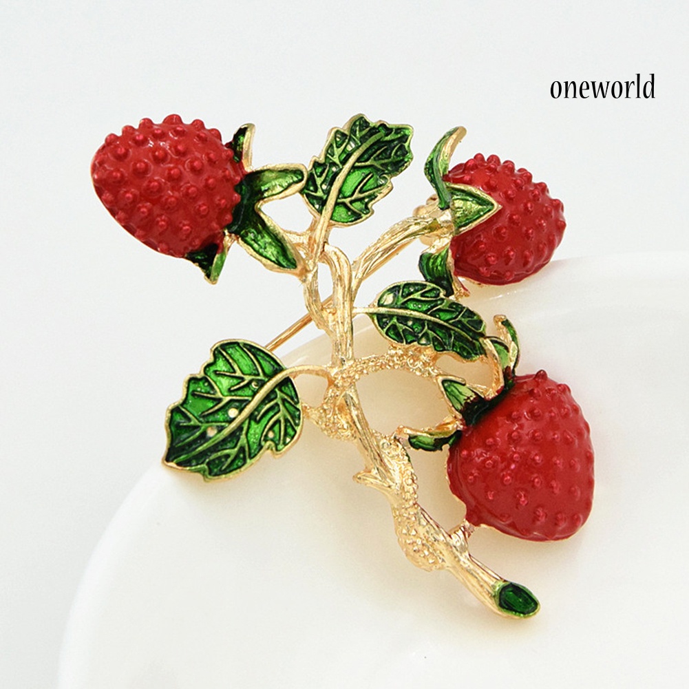 OW@ Women Fashion Strawberry Shape Brooch Pin Party Dress Collar Scarf Badge Gift