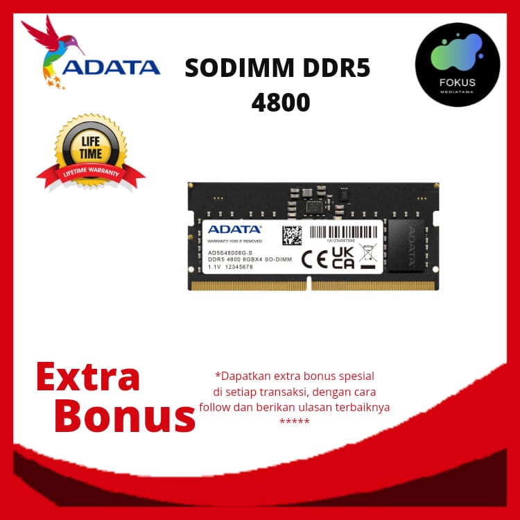 Ram Laptop Sodimm ADATA DDR5 PC5-38400 4800Mhz 8GB / 16GB