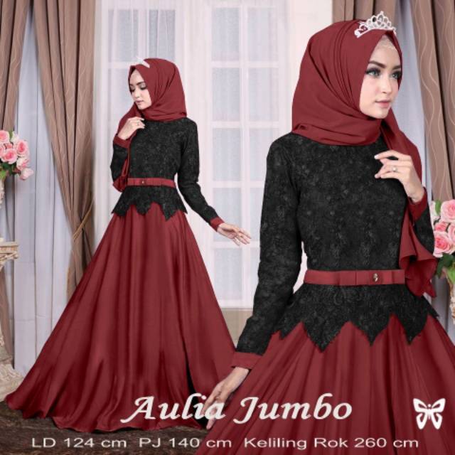STAFA - Baju Kondangan Wanita Muslim Mozza Aulia JUMBO XXXL TWOTONE maxi jersey premium kombi brukat