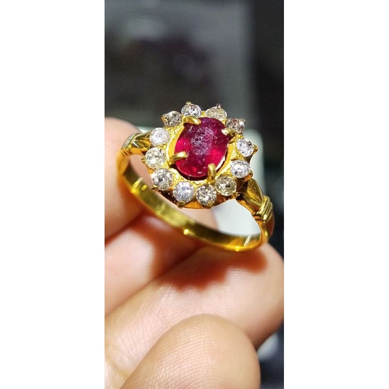 cincin emas berlian batu merah ruby