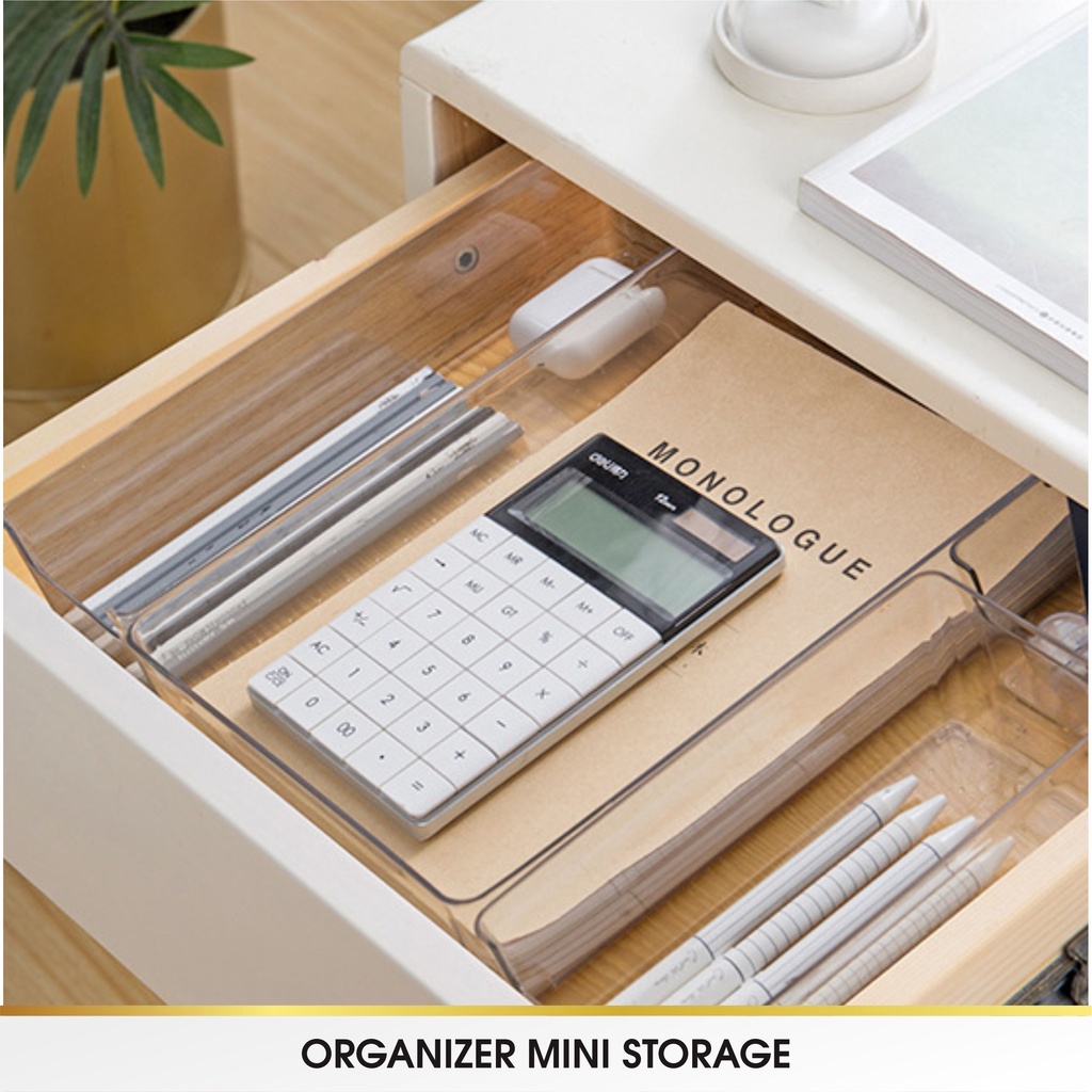 Acrylic Akrilik Storage Drawer Kotak Pembatas Sekat Laci Organizer Organiser Stationery Sendok Meja Dapur Plastik Acrylic