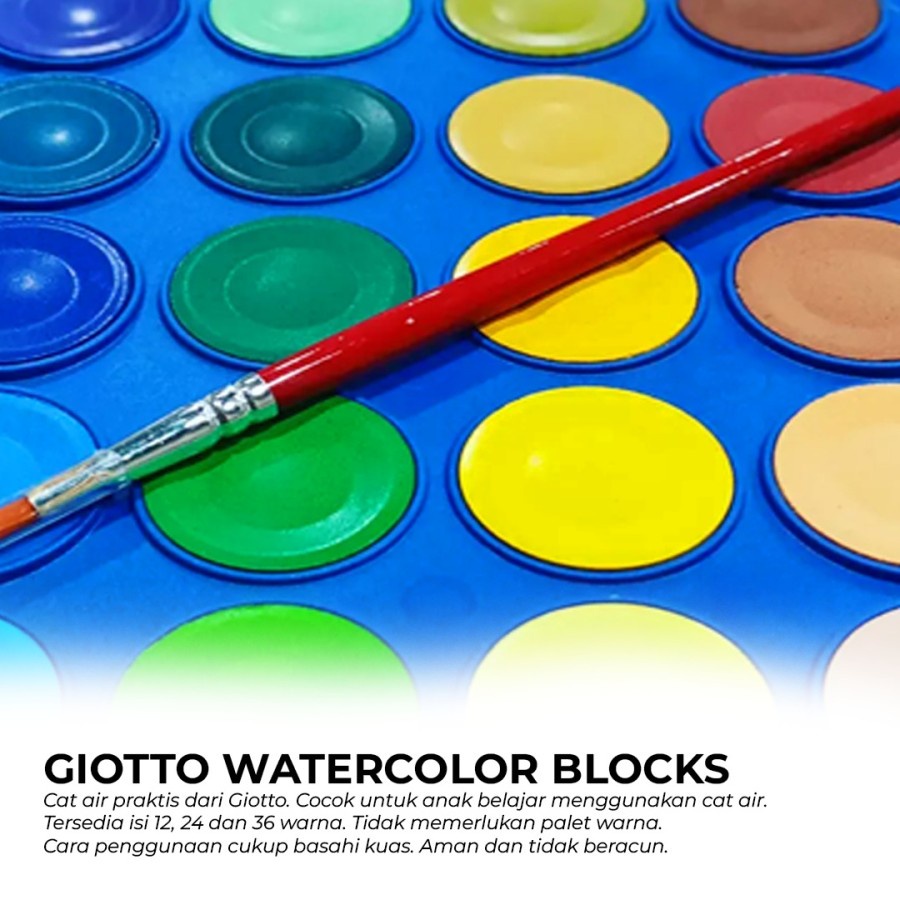 Giotto Mini Watercolor Blocks 12 Colors 23mm - Watercolor Cake - Cat Air Giotto Acquerelli