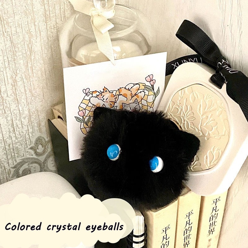 Gantungan Kunci Bentuk Kartun Kucing Bahan Plush Handmade