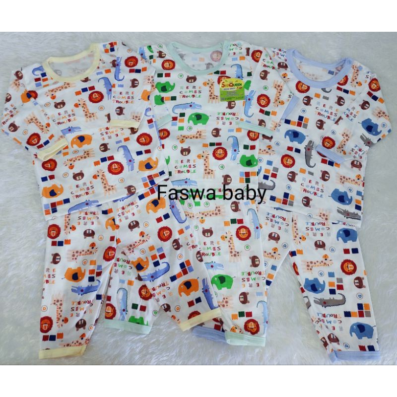 Setelan Panjang Shaqueen Print SNI / Setelan Baju Anak Bayi 6 - 12 Bulan